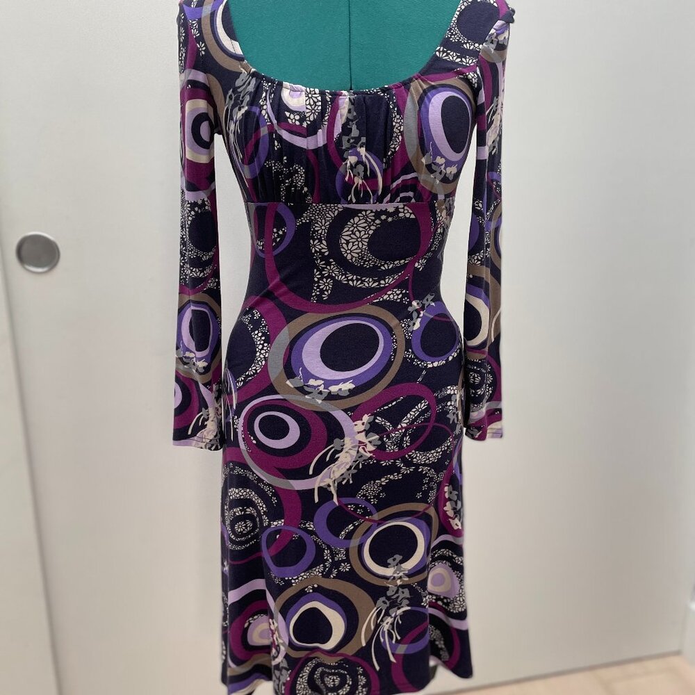 Purple fantasy dress with matching angora cardigan made in Italy
